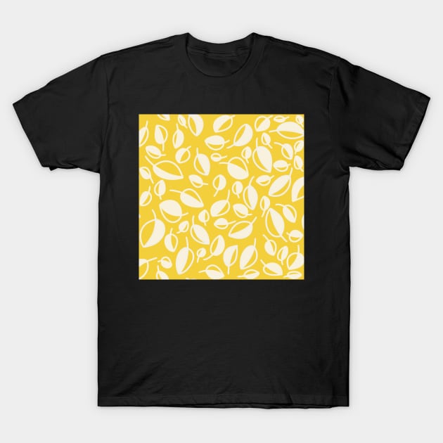 Simple Leaves on Yellow T-Shirt by WalkSimplyArt